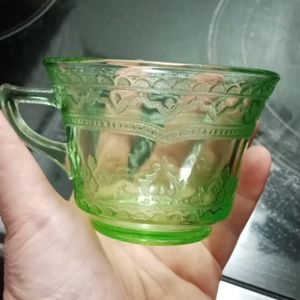 Beautiful Vintage Green Glass Teacup